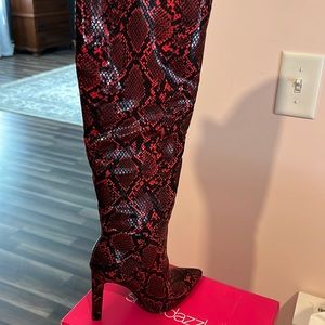 Brand new! Red snake skinned boots